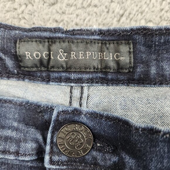 Rock & Republic Bootcut Jeans Women Size 16 Dark Blue Mid Rise Stretch Kassandra - Picture 3 of 11